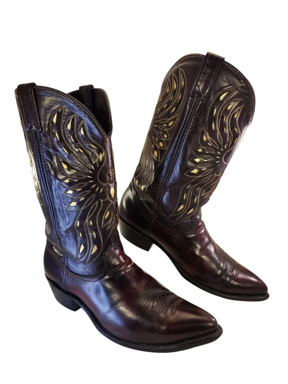 Acme VTG 1980’s Thunderbird EAGLE Inlay BLACK CHERRY Rockabilly Boots Men’s 13 D